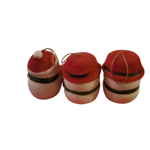 Vintage porcelain snowmen bells with flocked hats - Picture 2 of 2